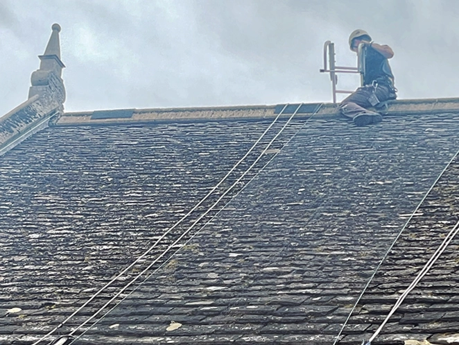 Netting the Roof to Catch Slates